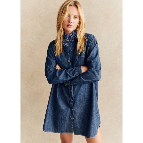 Sezane Dresses & Skirts - Sezane NWT Sadie Denim Shirt Dress Bleu Moyen Size 36 EU 4 US